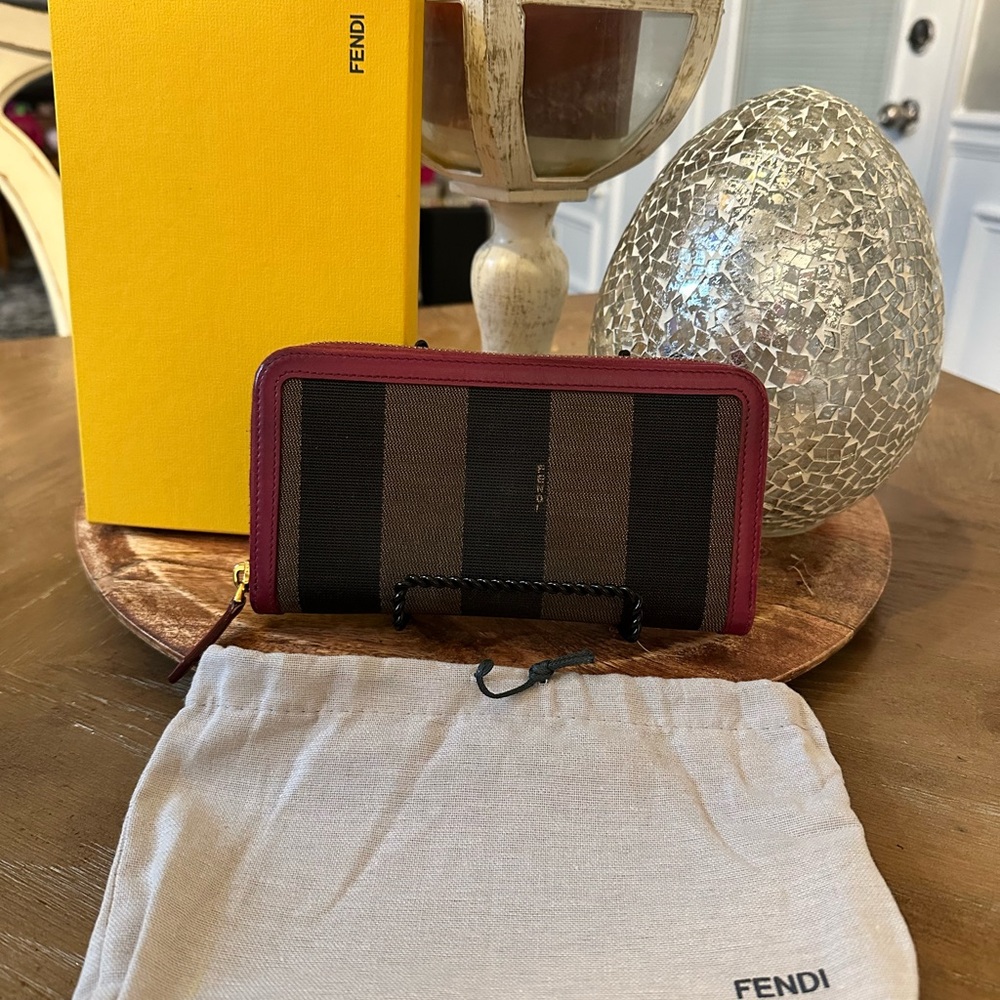 Fendi Pequin zip around wallet FULL inclusion
